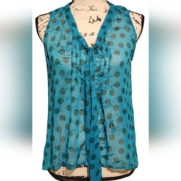Xhilaration Sheer Teal Blouse - Picture 1 of 9